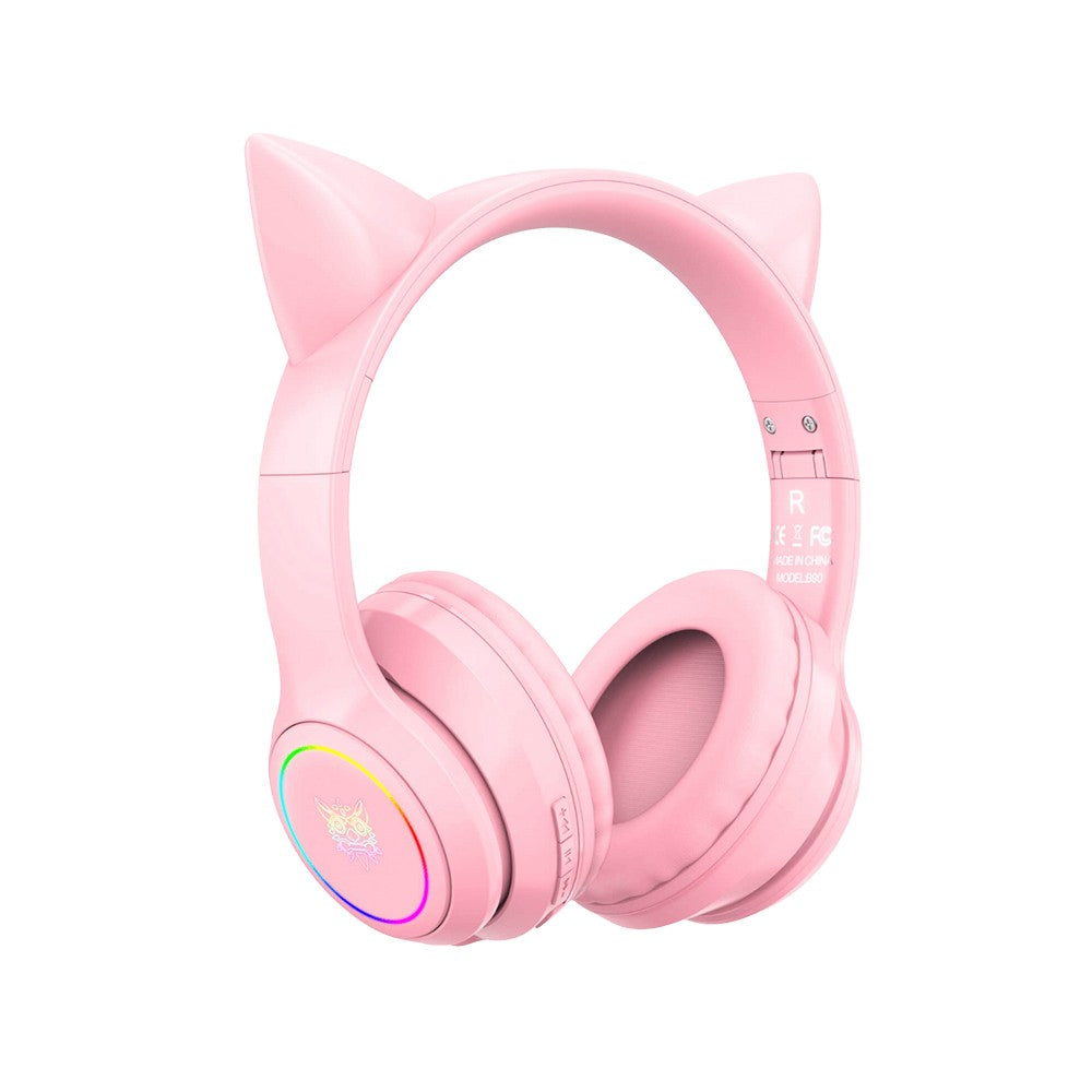 Onikuma B90 RGB Cat Ear Bluetooth 5.0 Wireless Gaming Headset (Pink) | DataBlitz
