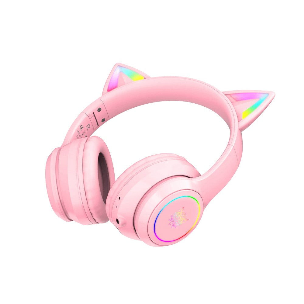 Onikuma B90 RGB Cat Ear Bluetooth 5.0 Wireless Gaming Headset (Pink) | DataBlitz