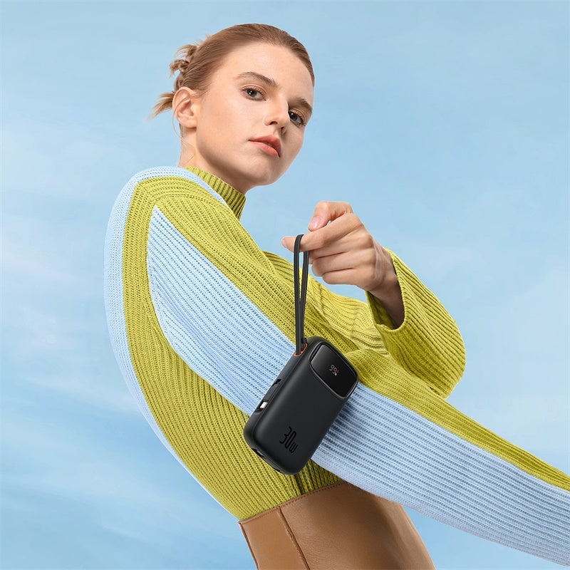 Baseus QPow 2 Digital Display Fast-Charging Power Bank with 2 Built-in Type-C Cable 20000mAh 30W