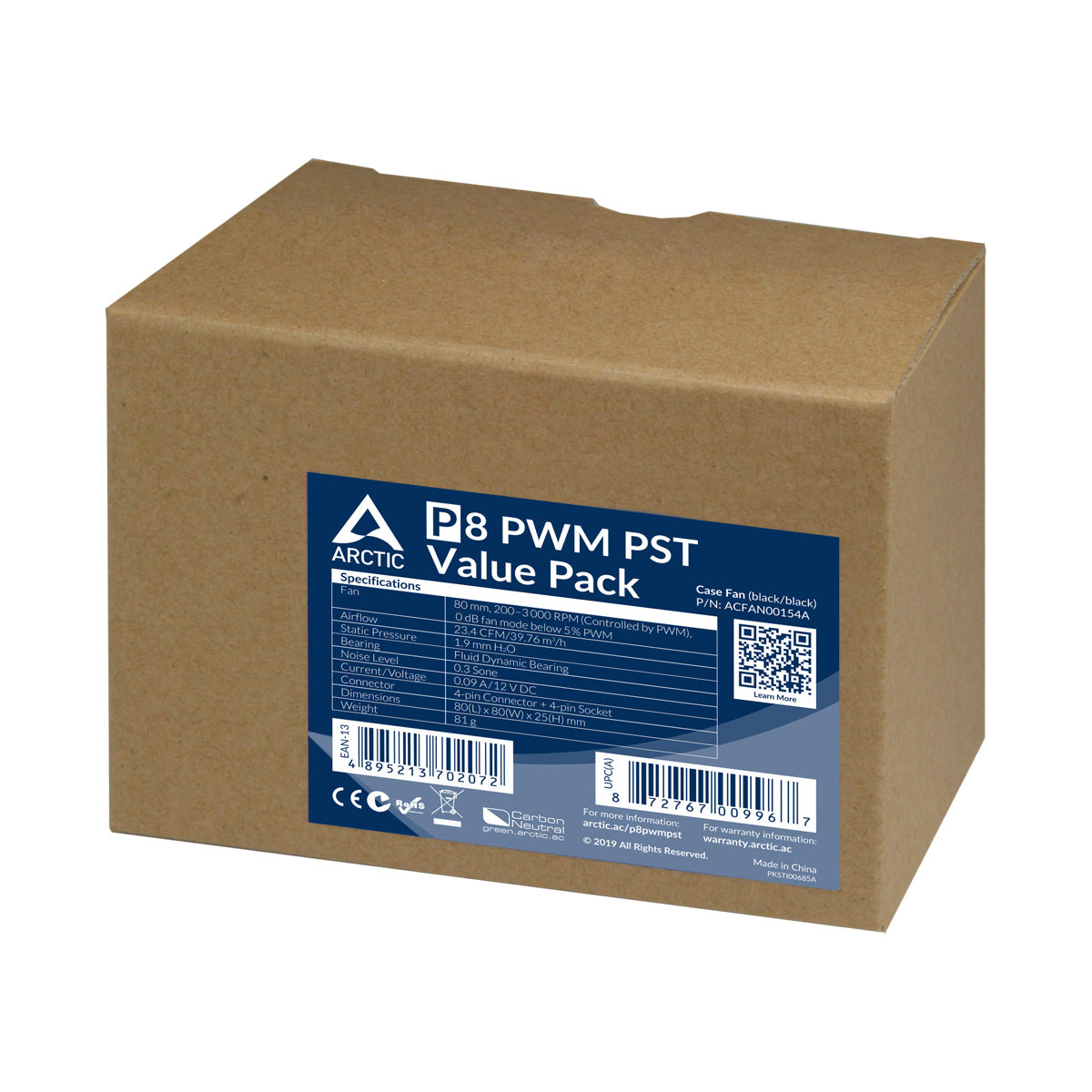 Arctic P8 PWM PST 80mm PWM 5-Pack Fan with Cable Splitter