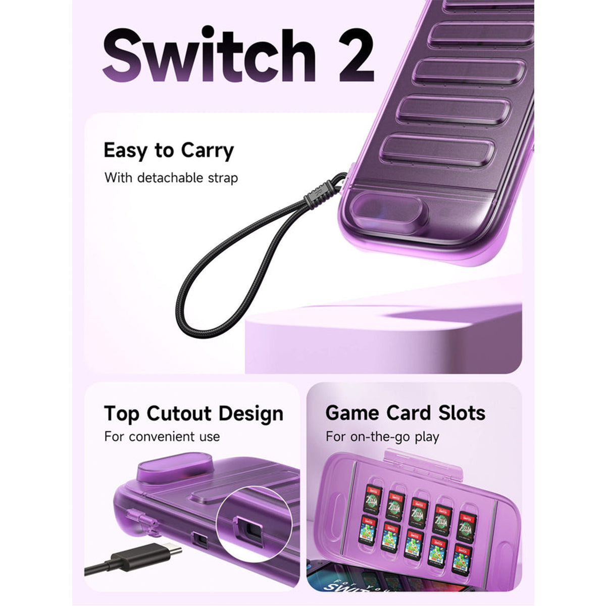 JSAUX Shock-Absorbent Storage Case for Nintendo Switch 2