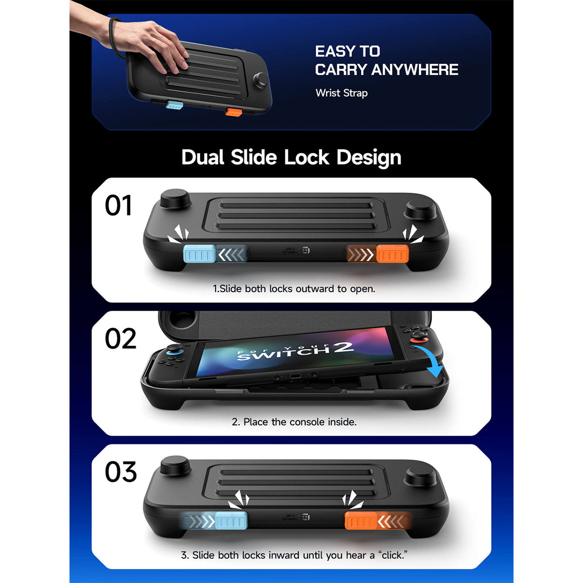 JSAUX RuggShell Ultra Shockproof Case for Nintendo Switch 2 (Black) (PC0126)