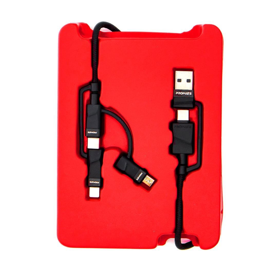 Promate Pentapower 6-IN-1 Hybrid Multi-Connector Cable For Charging And Data Transfer Black