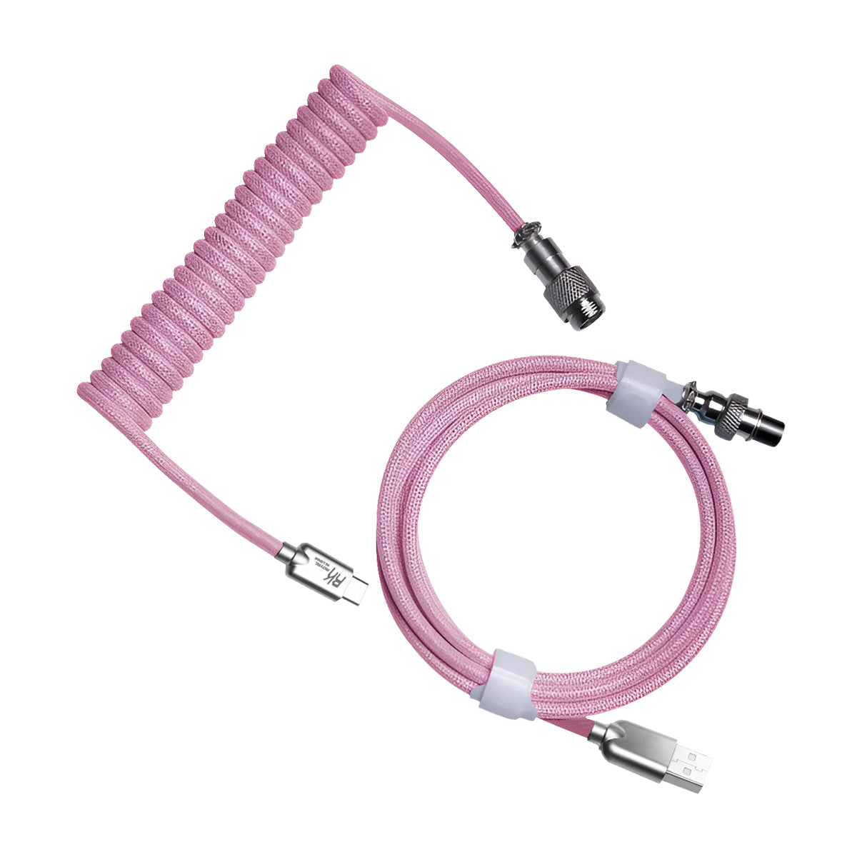 Royal Kludge M12 Coiled Aviator Keyboard Cable (Pink)