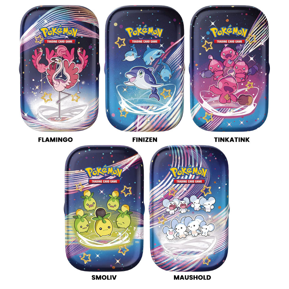 Pokemon TCG SV4.5 Scarlet & Violet Paldean Fates Mini Tin (Flamingo, Finizen, Tinkatink, Smoliv, Maushold) (210-85628)