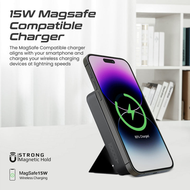 Promate Powermag-Trio 10000MAH Supercharge Magsafe Compatible And Apple Watch Wireless Charging Power Bank