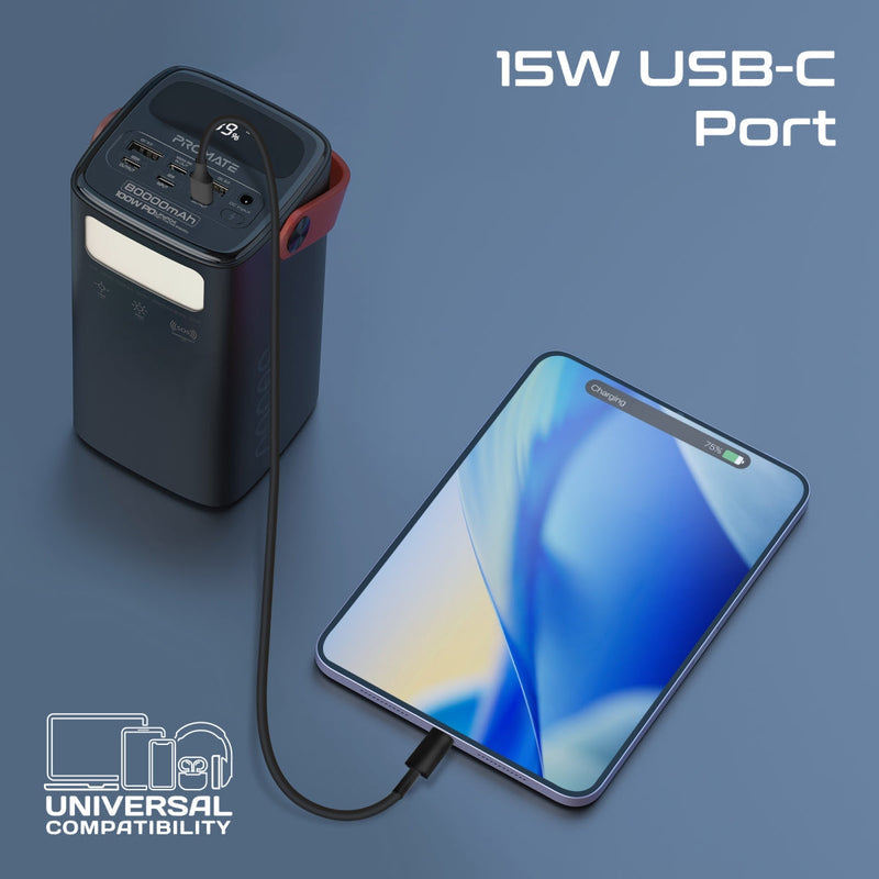 Promate PowerMine-80Pro 80000mAh High-Capacity 100W Ultra-Fast-Charging Power Pack