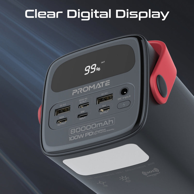 Promate PowerMine-80Pro 80000mAh High-Capacity 100W Ultra-Fast-Charging Power Pack