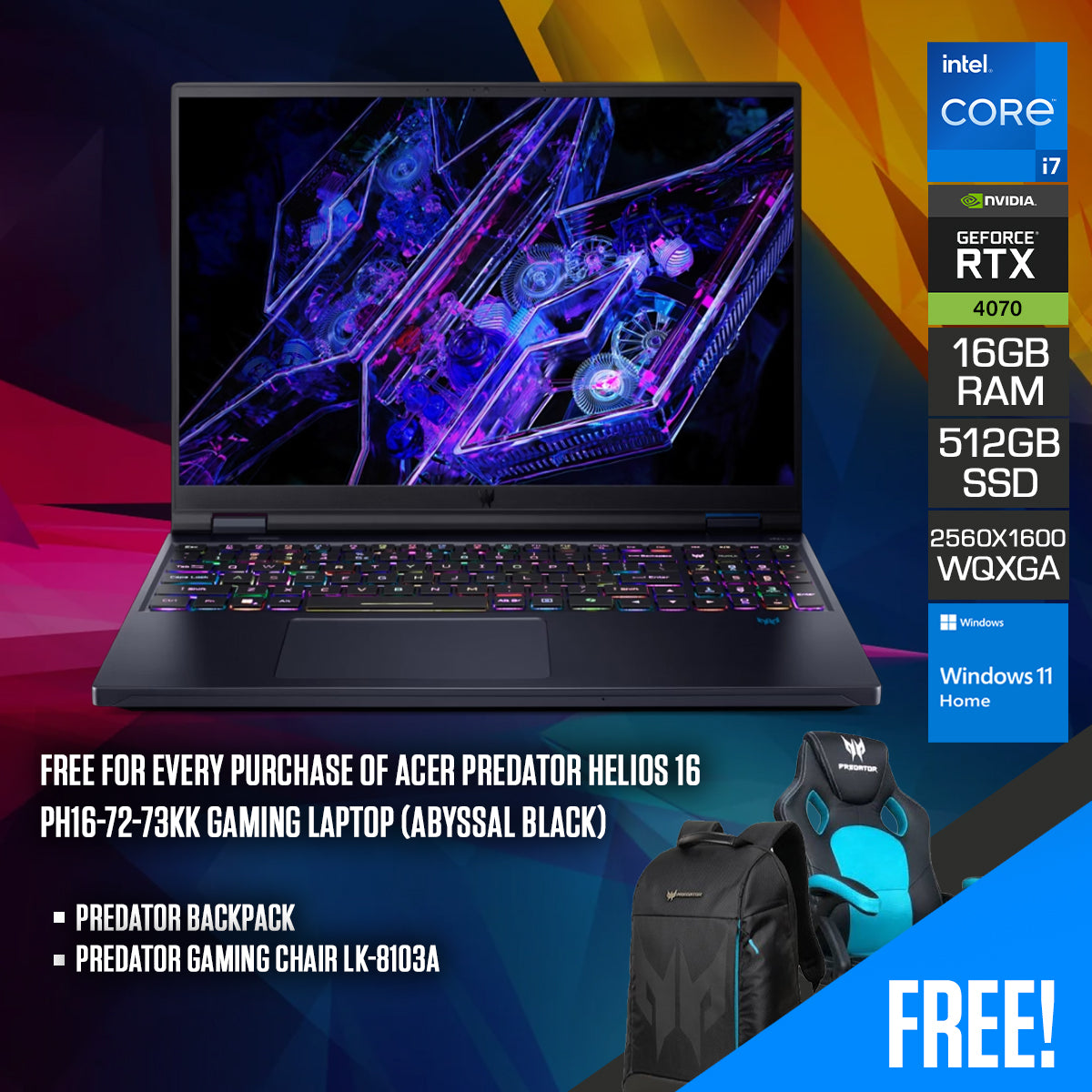 Acer Predator Helios 16 PH16-72-73KK Gaming Laptop (Abyssal Black) 16