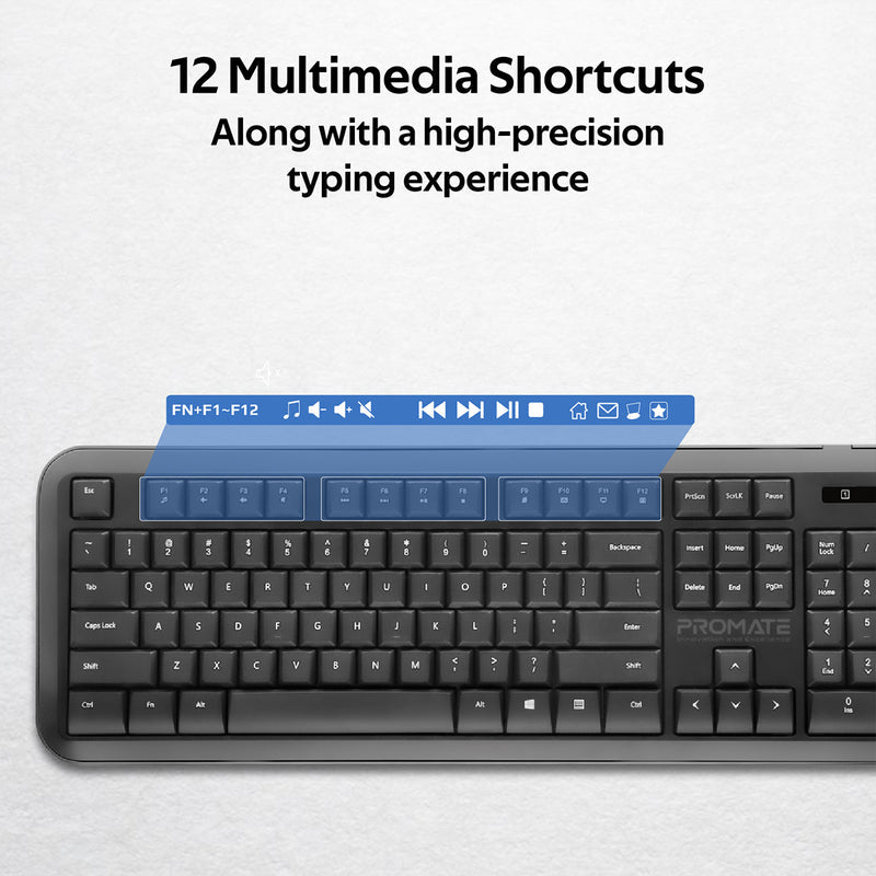 Promate Procombo-6 Dual Interface Full-Size Wireless Keyboard/ Mouse Combo