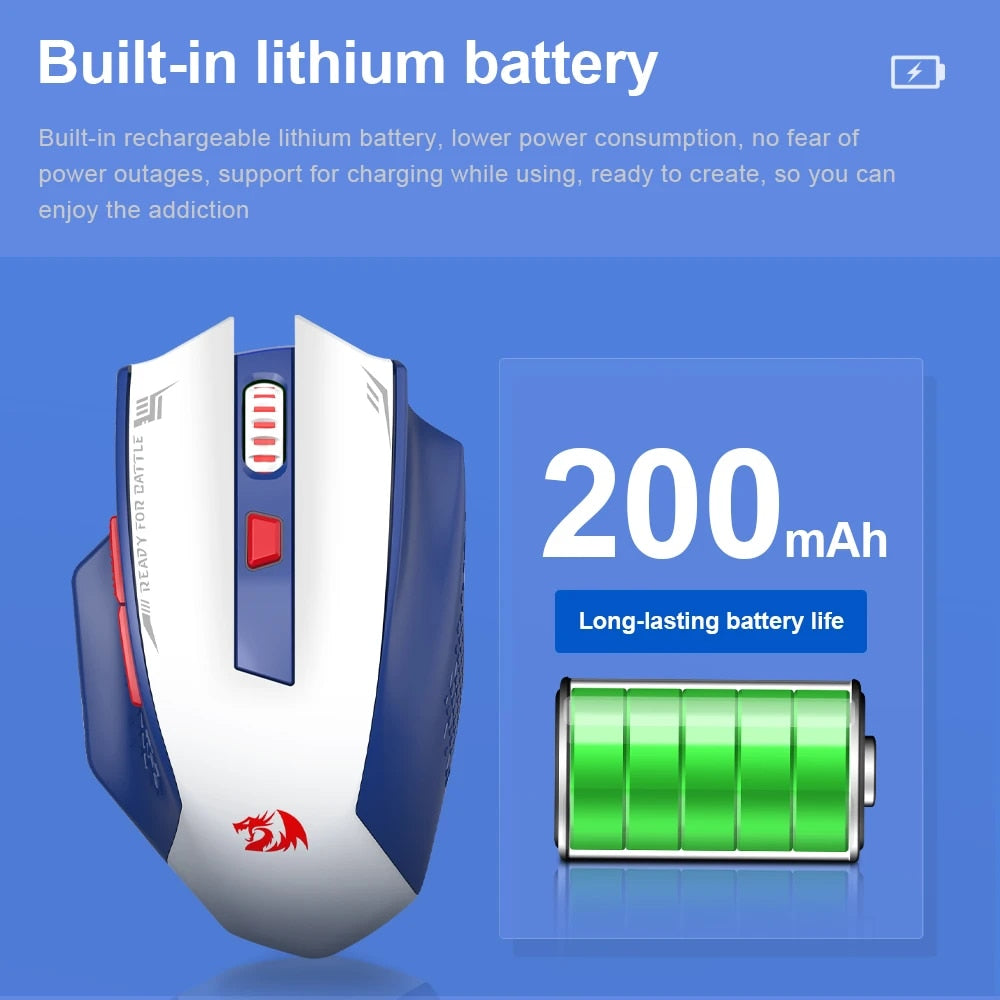 Redragon Woki Superlight Wireless Gaming Mouse (White/Blue) (M994WBR)