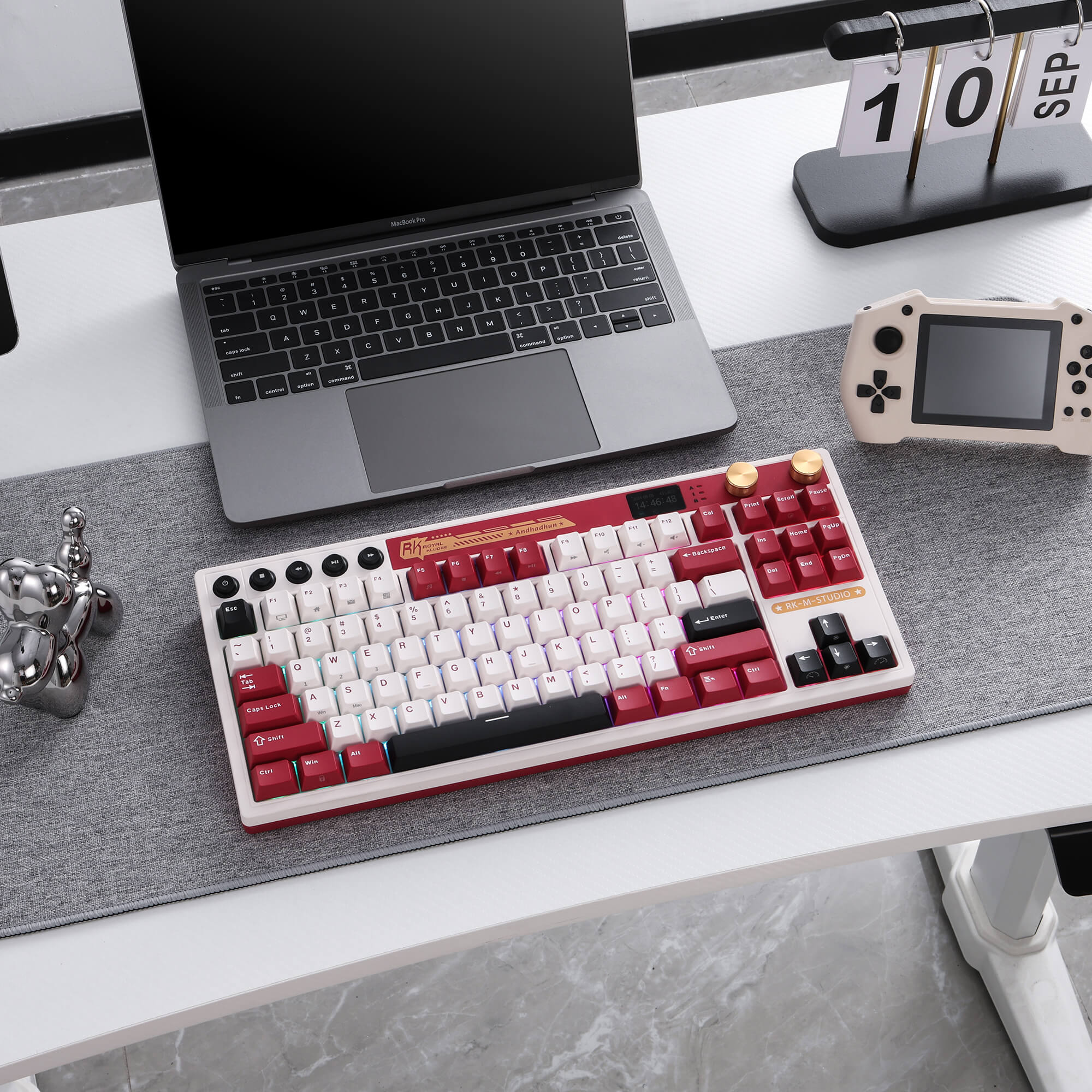 Royal Kludge RK M87 Tri-Mode RGB 88 Keys Hot-Swappable Mechanical Keyboard Famicom