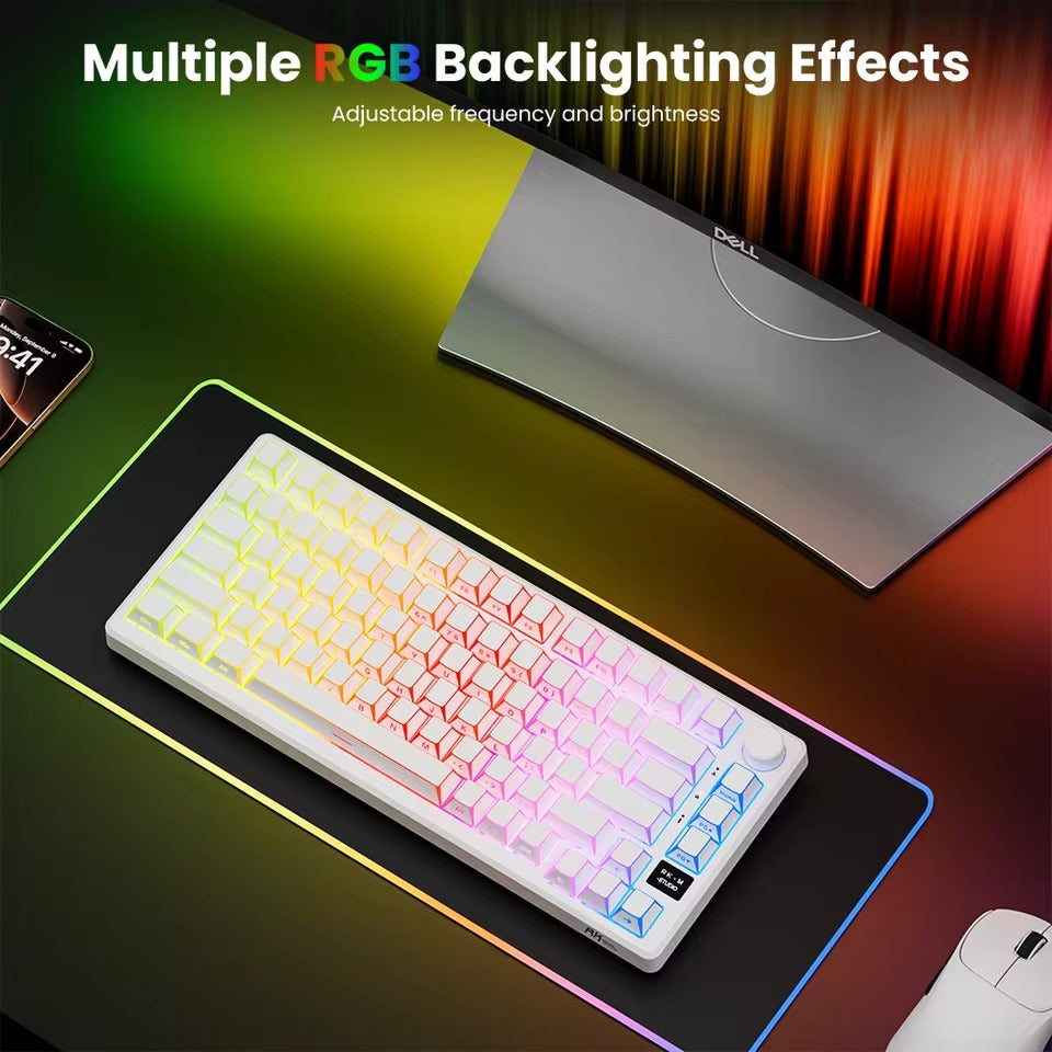 Royal Kludge RK-M75 Tri-Mode RGB 81 Keys Hot-Swappable Mechanical Keyboard Aurora (Creamy Switch)