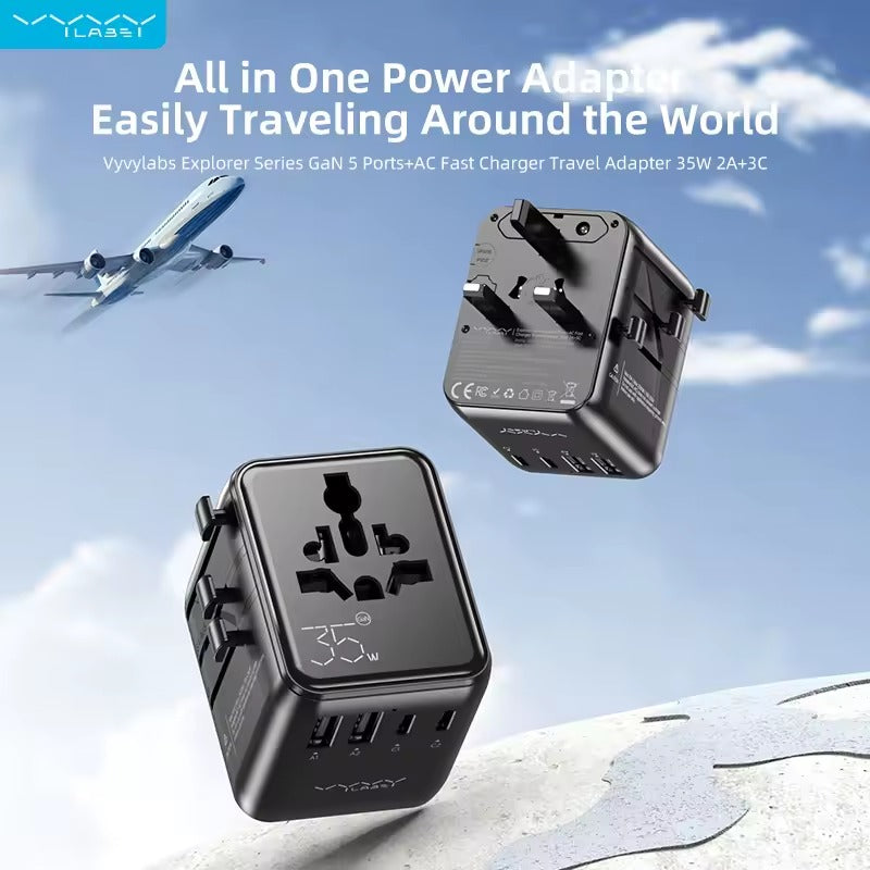 Vyvylabs Explorer Series GaN 5 Ports+AC Fast Charger Travel Adapter