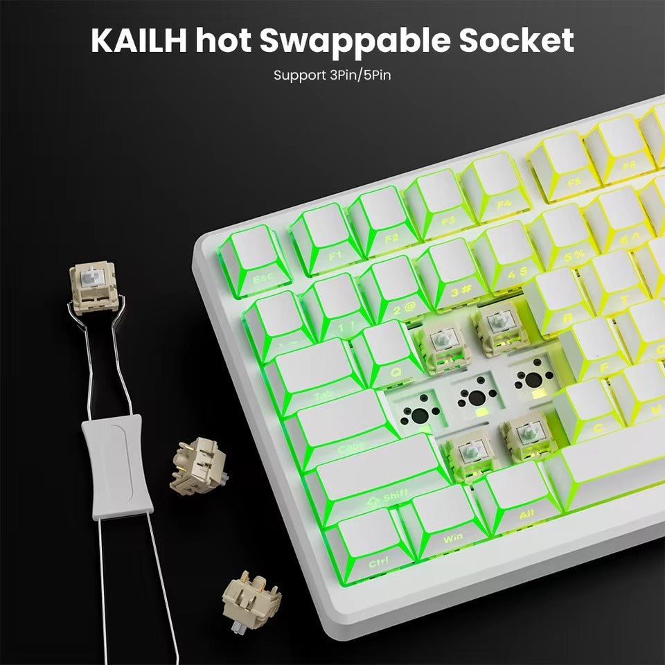Royal Kludge RK-M75 Tri-Mode RGB 81 Keys Hot-Swappable Mechanical Keyboard Aurora (Creamy Switch)
