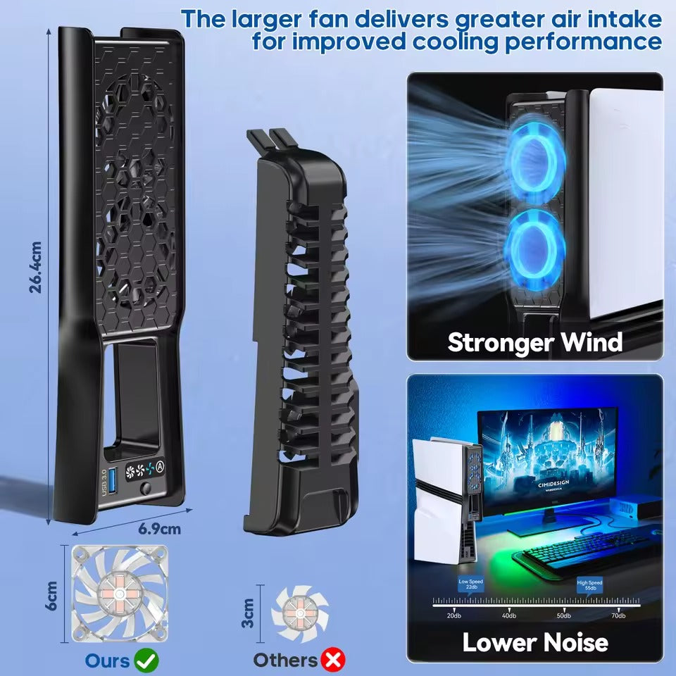 PS5 Auto Mode Cooling Fan with 3 Speed Levels for PS5 Slim / PS5 Pro