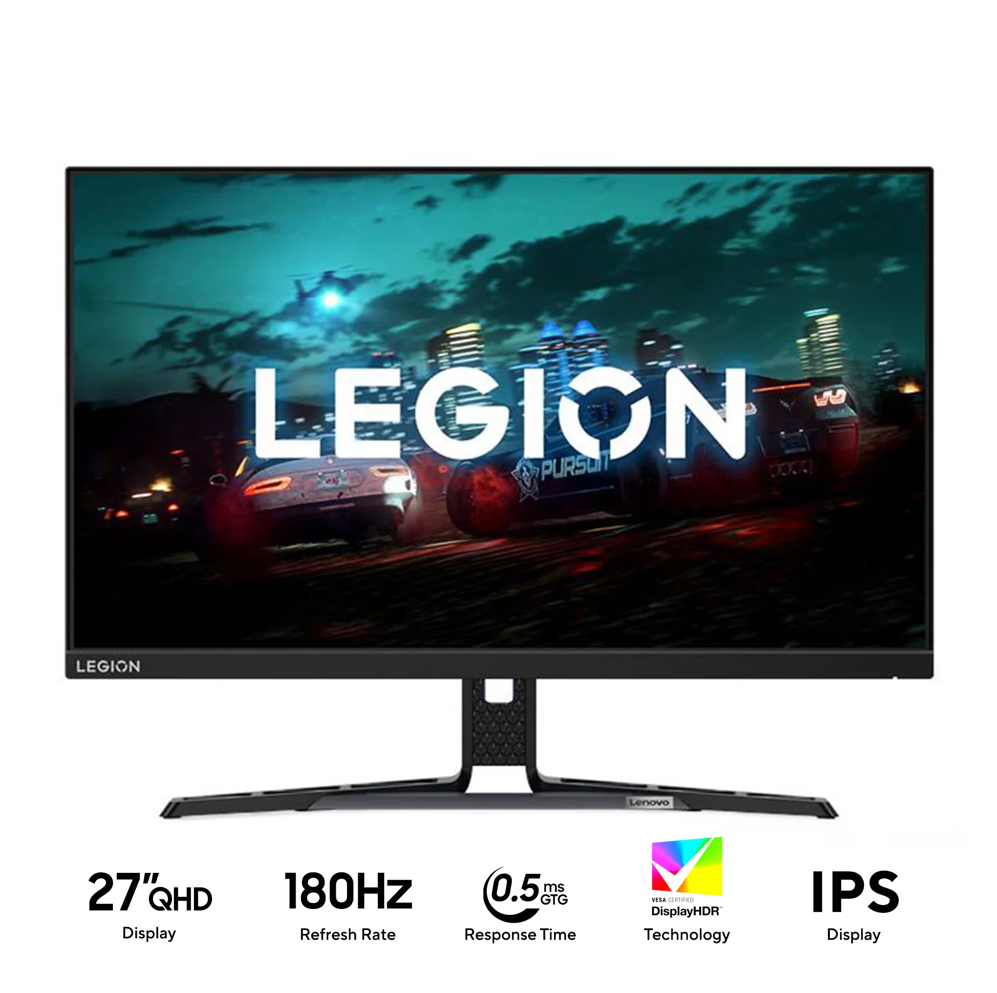 Lenovo Legion Y27h-30 66F6UAC3PH 27" QHD (2560x1440) 180Hz 0.5ms MPRT IPS Monitor with Tilt, Swivel, Pivot & Height Adjustment (Raven Black)