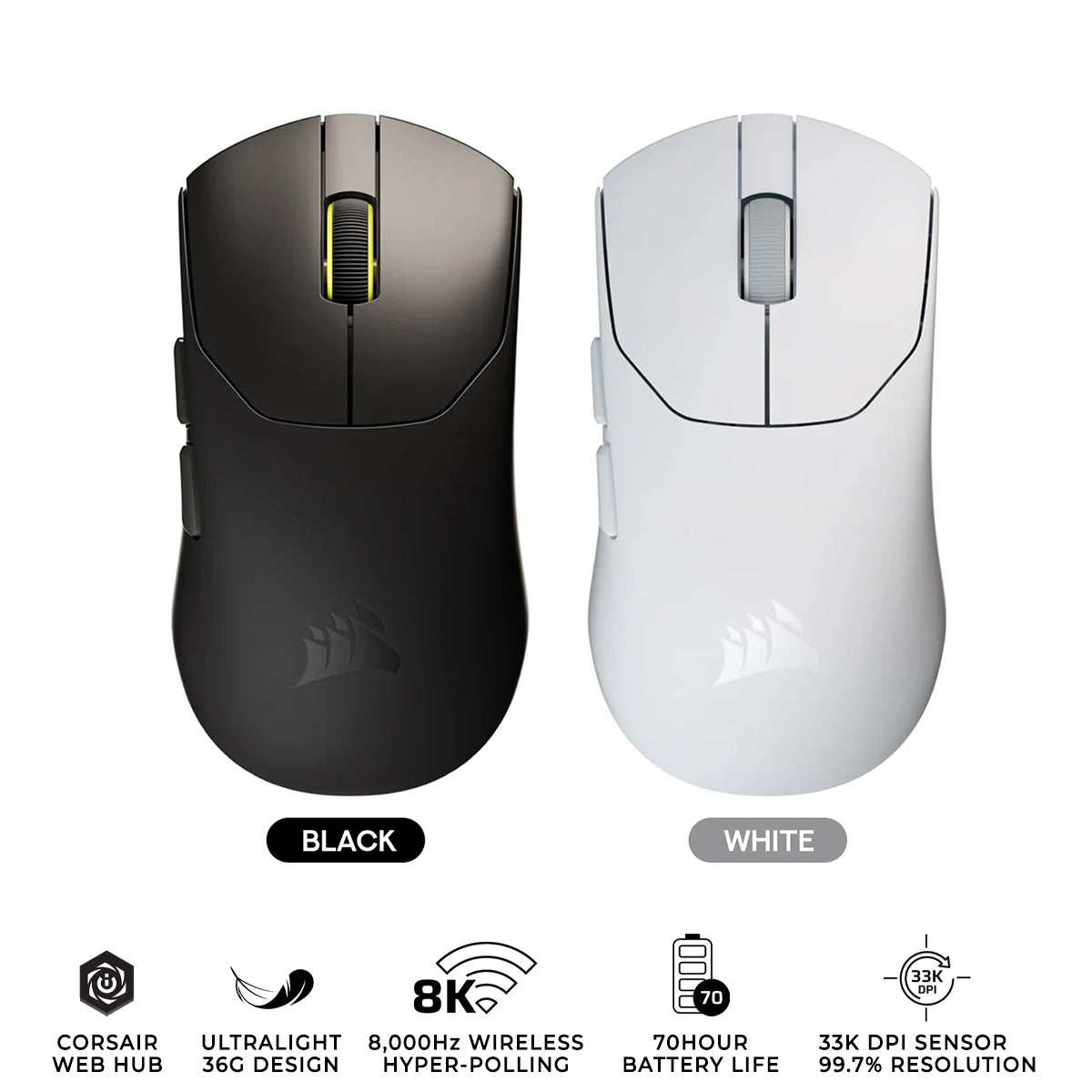 Corsair Sabre V2 Pro Ultralight Wireless Gaming Mouse (Black, White)