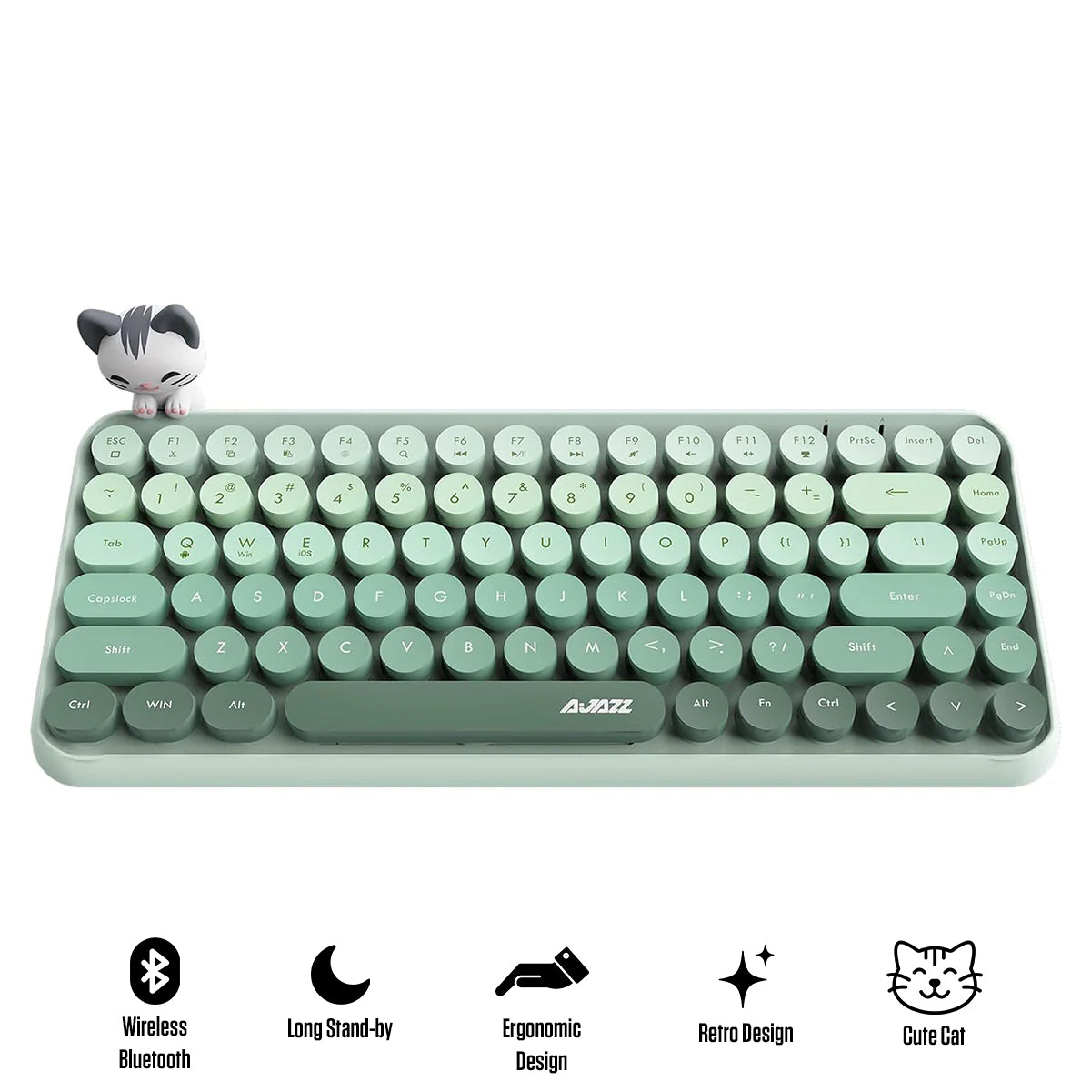 Ajazz 308I 84-Keys Bluetooth Wireless Membrane Keyboard (Milk Green)