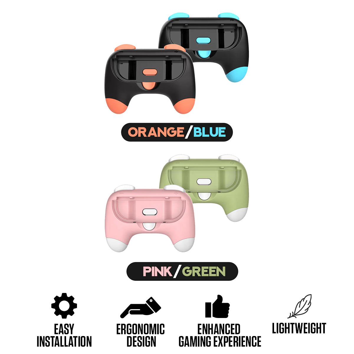 Dobe Controller Grip for Nintendo Switch 2 Joy-Pad (Black + Orange Blue, Pink/Green + White Button) (TNS-3163S)