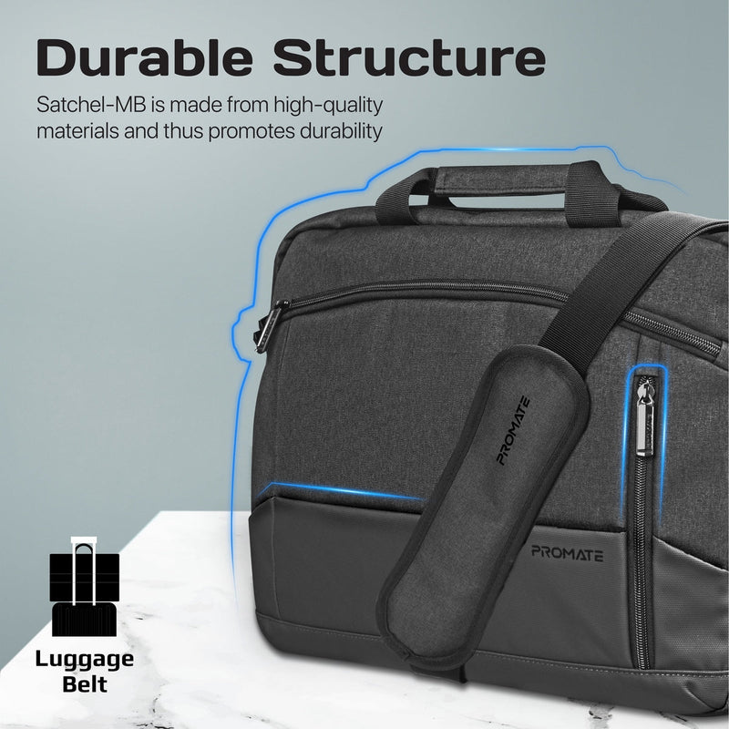 Promate Satchel-MB SleekComfort 15.6" Laptop Messenger Bag with Multiple Compartments