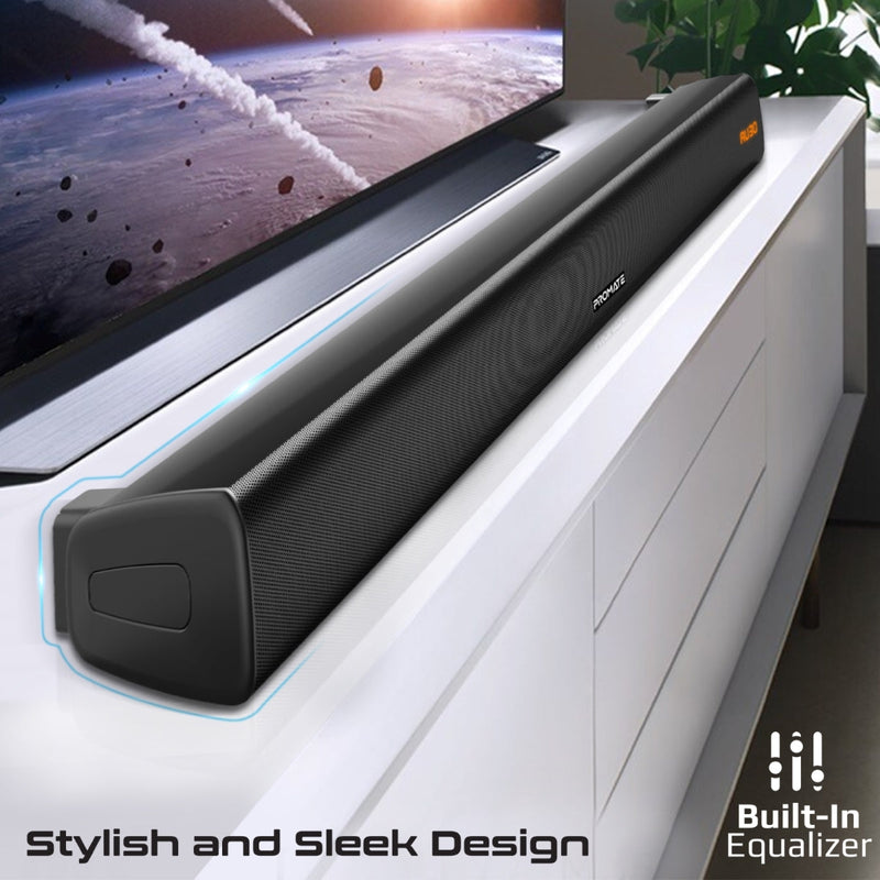 Promate Streambar-30 30W Bassboost Soundbar w/ Built-In Subwoofer (Black)