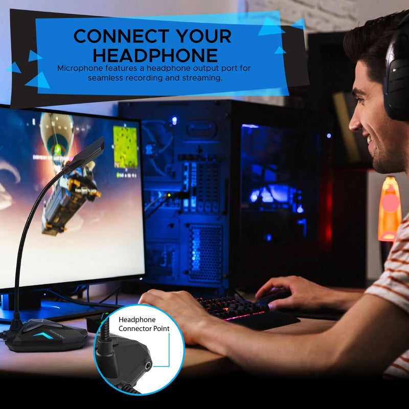 Promate Streamer High Definition USB Gaming Microphone (Blue)