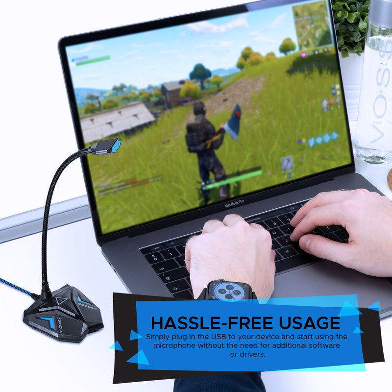 Promate Streamer High Definition USB Gaming Microphone (Blue)