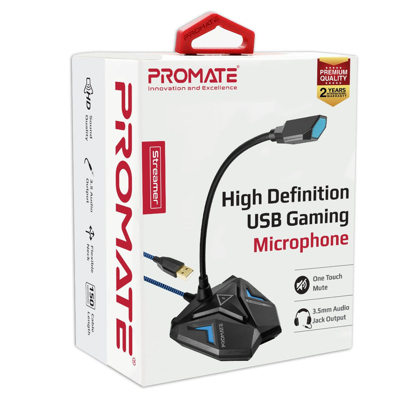 Promate Streamer High Definition USB Gaming Microphone (Blue)