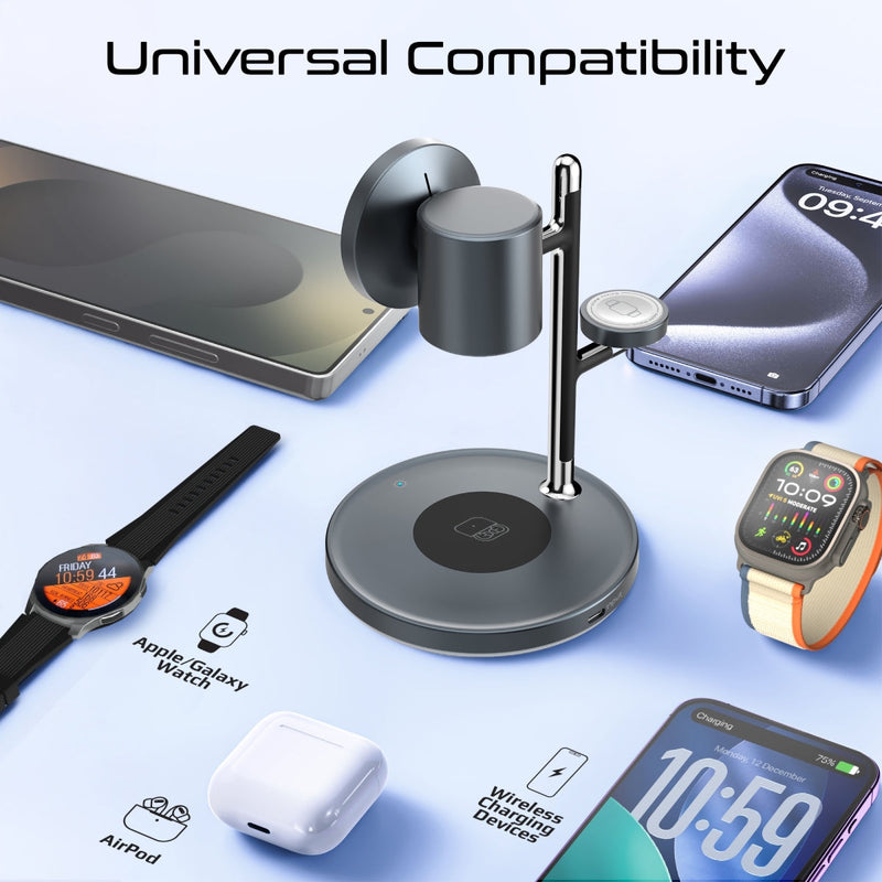 Promate Synergy-3 4-in-1 Qi2 Certified MagSafe Compatible Wireless Charging Station