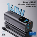 Promate Titan-160 27600mAh Ultra-Compact 160W Multi-Port PD 3.1 Power Bank with TFT LCD Screen