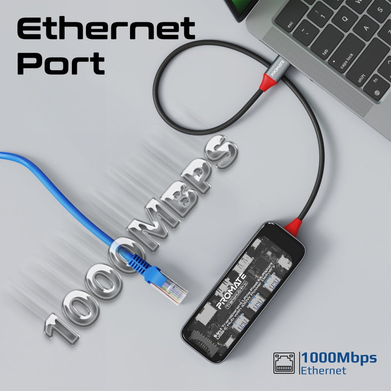 Promate Transhub-Pro 11-In-1 Transparent Multiport USB-C Hub With 100W Power Delivery | DataBlitz
