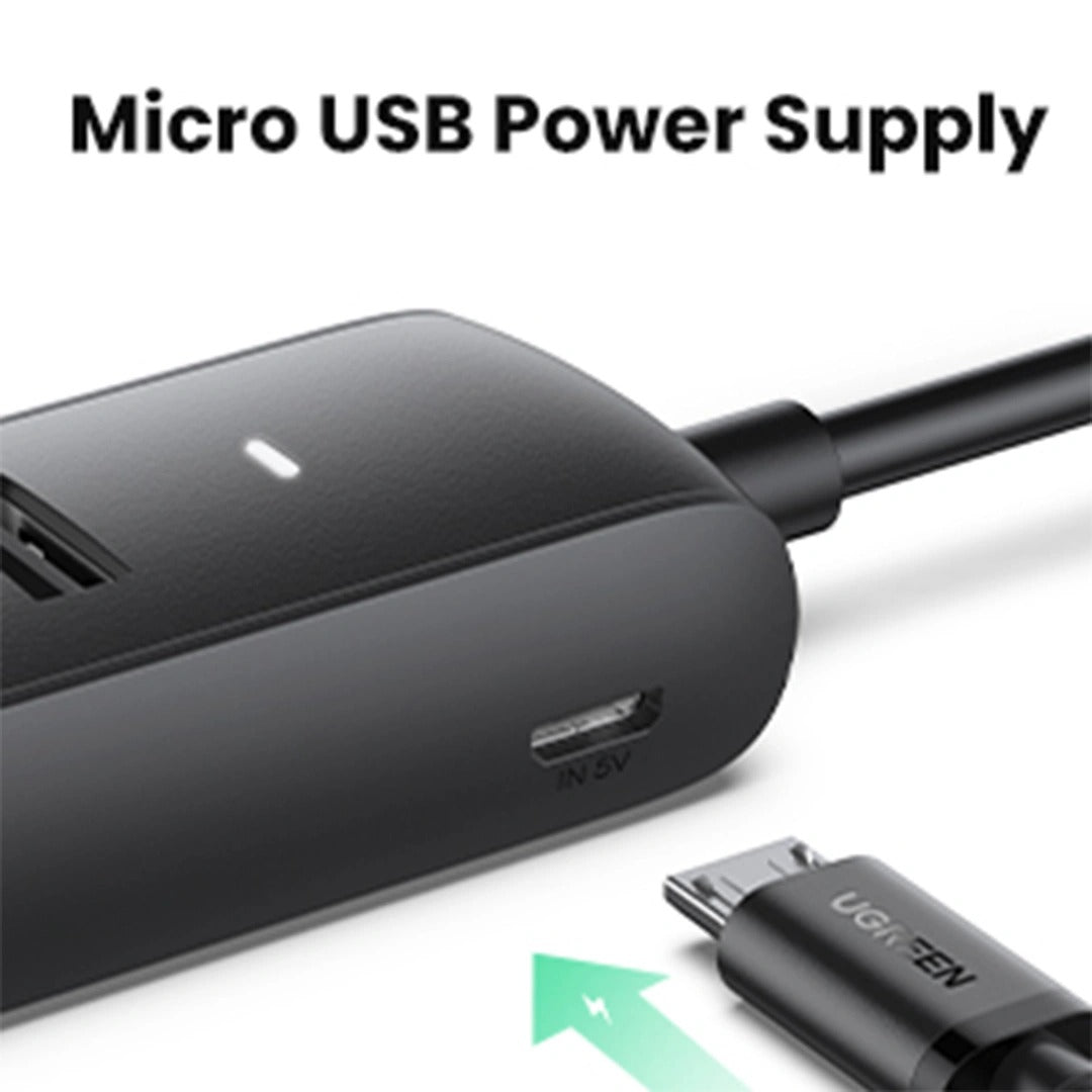 Ugreen 4-Port USB 3.0 Hub 0.25m (Black)