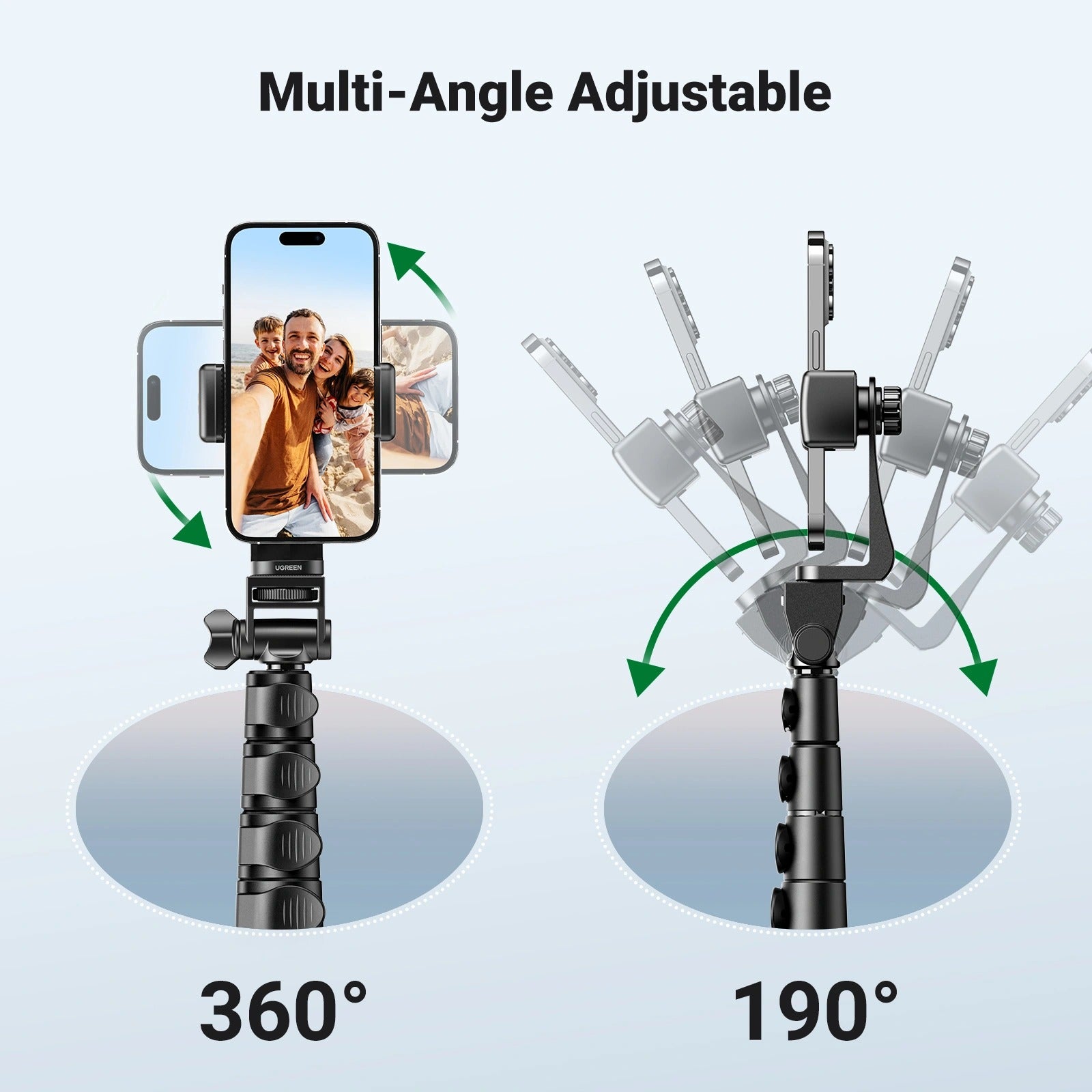 Ugreen Selfie Stick Tripod with Bluetooth Remote - 1.7m (Black) (LP680/15609)