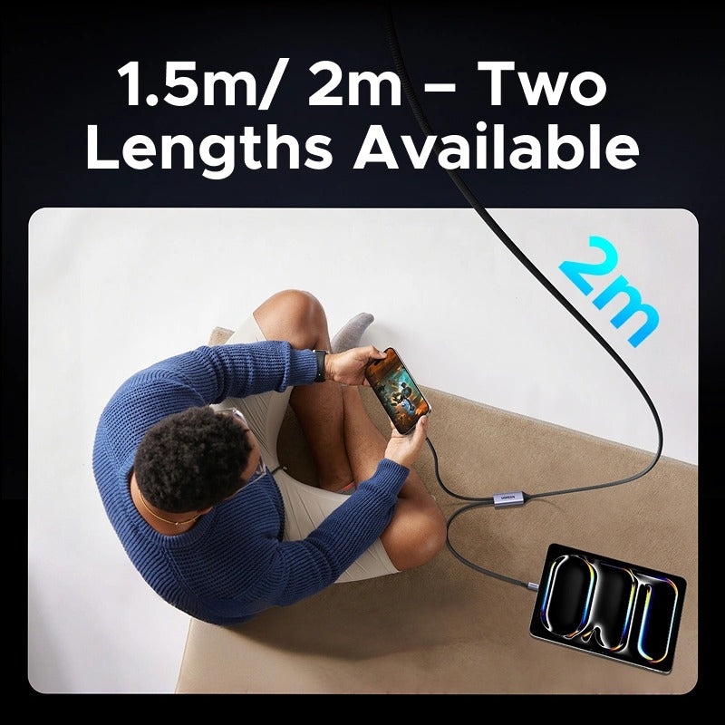 Ugreen USB-C 2-in-1 Universal 5A/140W PD Fast Charging Braided Cable - 2m (Space Gray) (L533/75733)