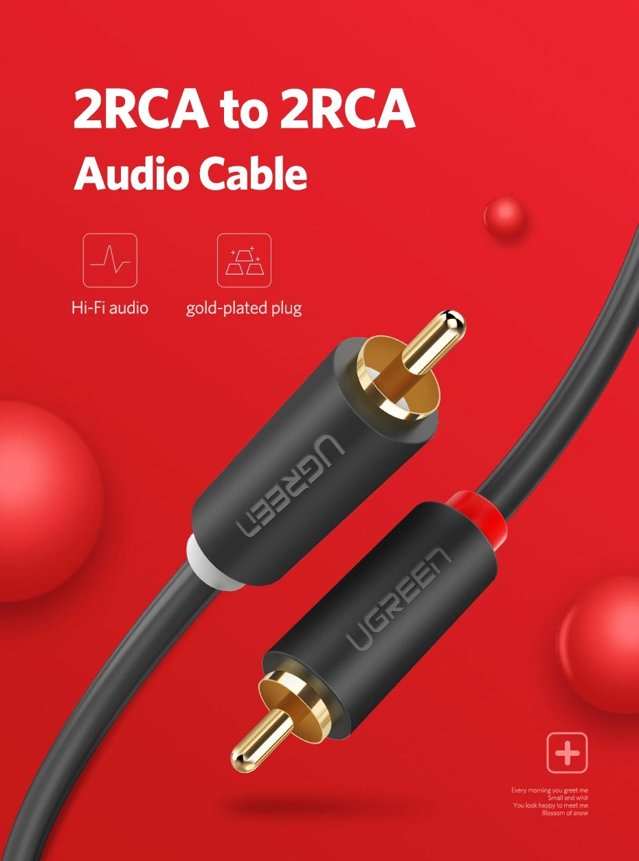 Ugreen 2 RCA Male to 2 RCA Male Audio Cable | DataBlitz