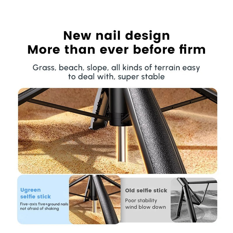 Ugreen 4-Leg Bluetooth Selfie Stick Tripod Stand 10m (Black)