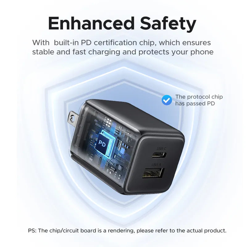 Ugreen 2-Port USB-A + USB-C 20W GaNInfinity Fast Charger (X514/55533)