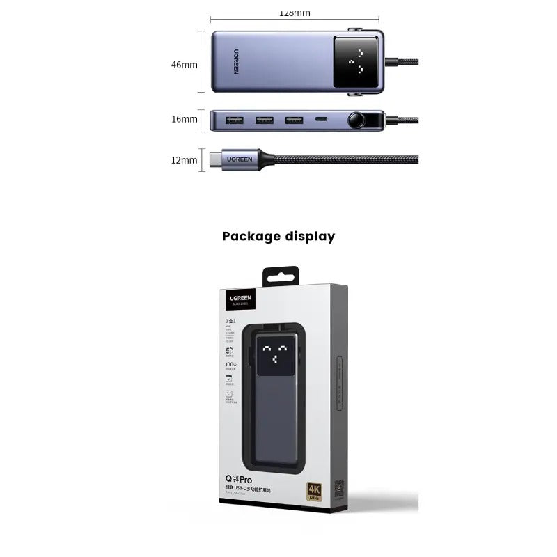 Ugreen USB-C to HDMI + USB-C + 3xUSB-A + RJ45 + PD Power Converter (7-in-1) Hub (CM888/45155)
