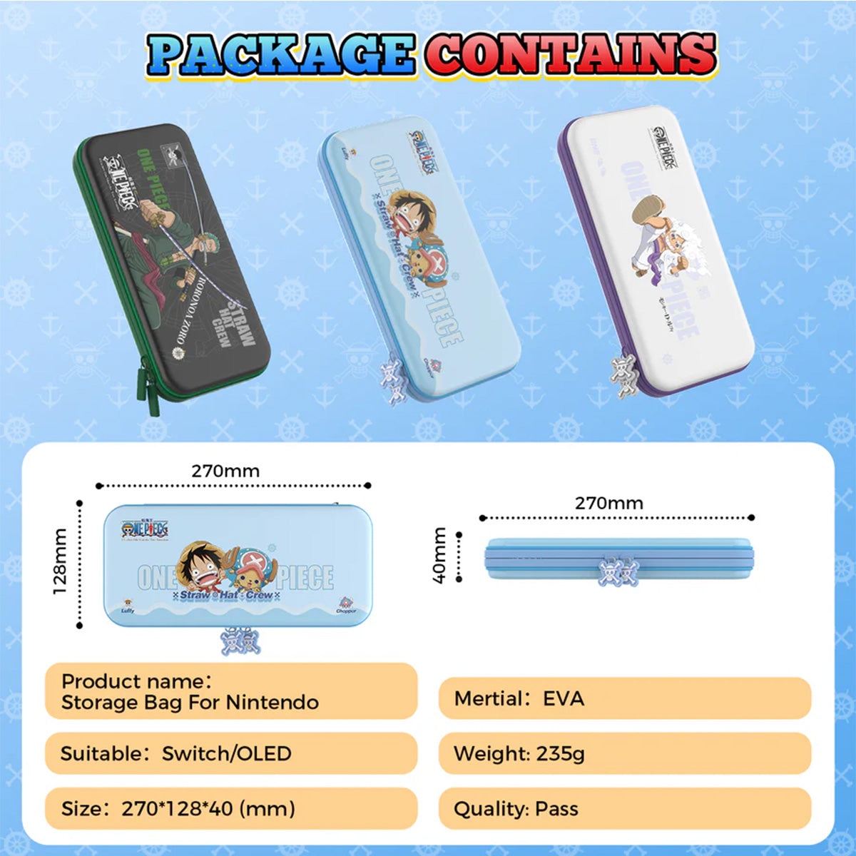 IINE One Piece Luffy & Chopper EVA Storage Bag for Switch/ Switch OLED (Blue) (L925) | DataBlitz