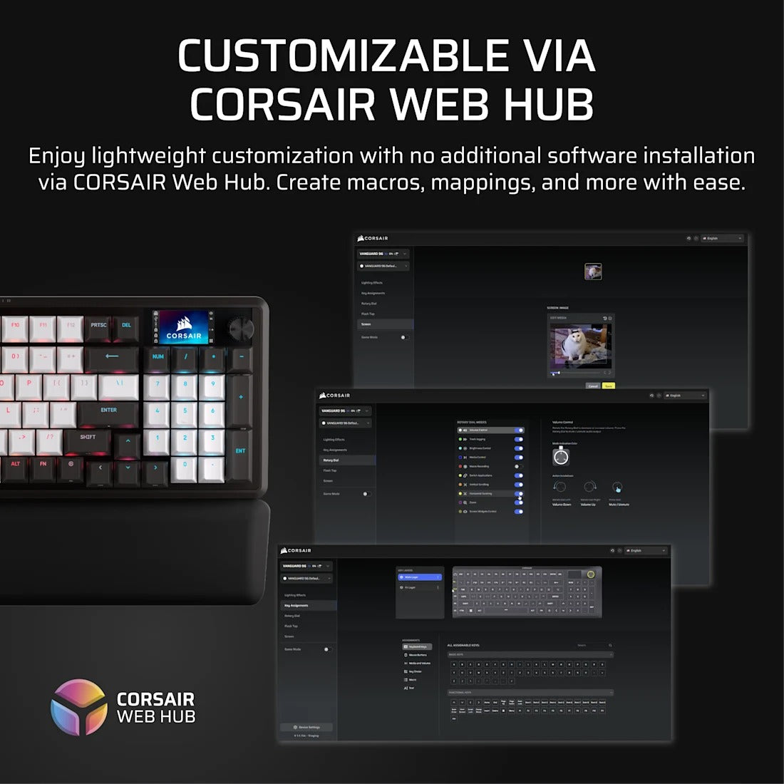 Corsair Vanguard 96 Mechanical Gaming Keyboard with Wobble-Free Hot-Swappable MLX Pulse Switches