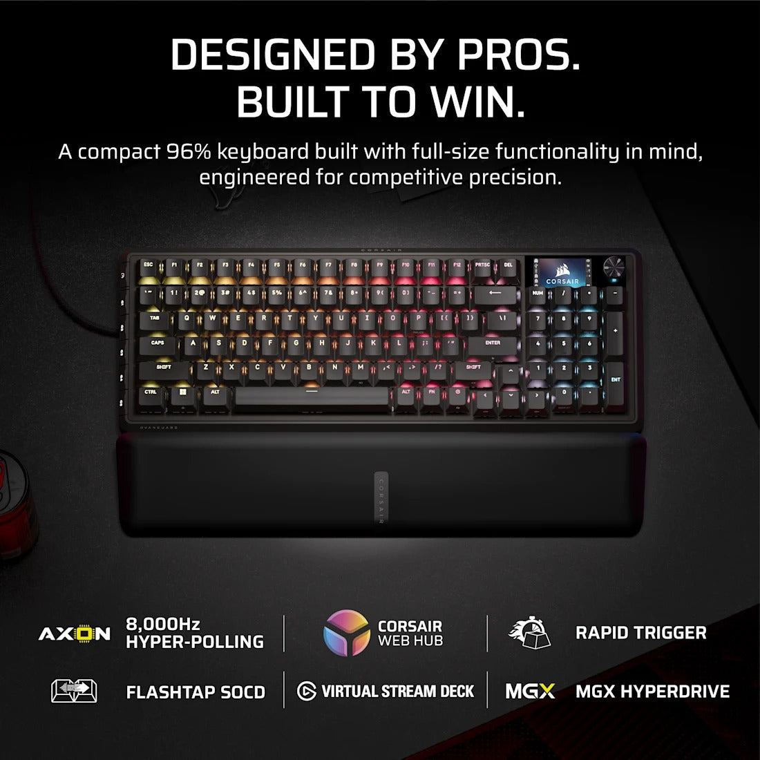 Corsair Vanguard Pro 96 Hall Effect Mechanical Gaming Keyboard with MGX Hyperdrive Magnetic Switches