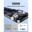 JSAUX Side Right Angle 100W USB-C to USB-C Braided Nylon Cable 10ft (Grey) (CC0034A)