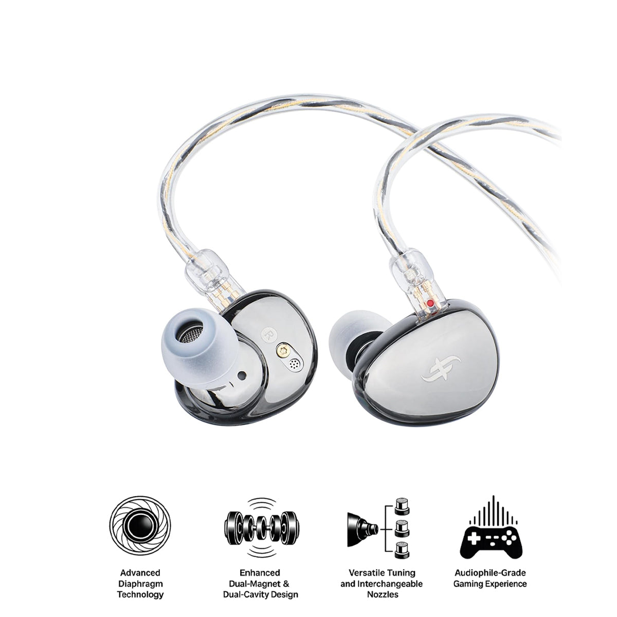 SIMGOT EA500 LM Dual-Magnet Dynamic Driver IEM (Grey)