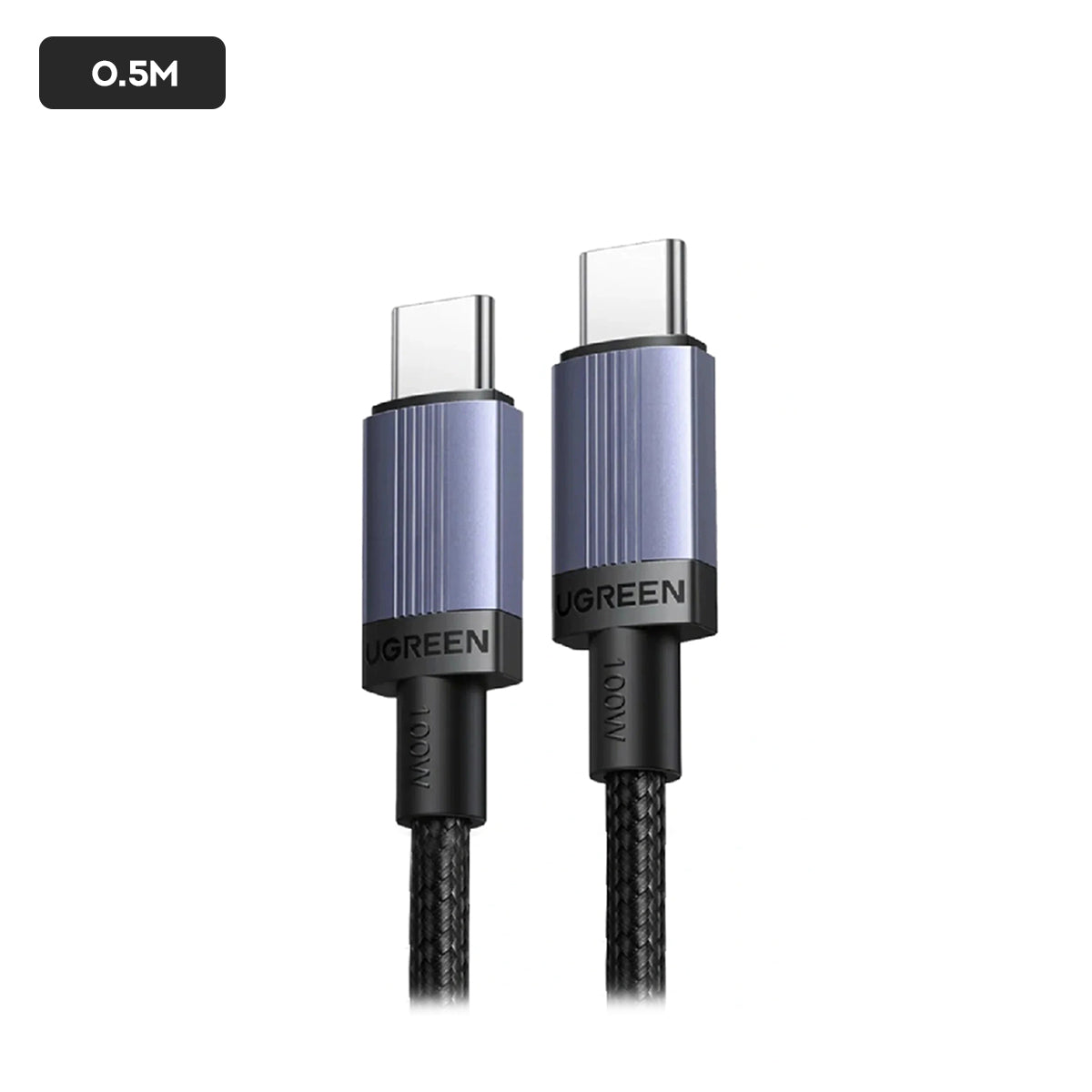 Ugreen USB-C to USB-C 5A/100W PD Fast Charging Braided Cable - (Space Gray)