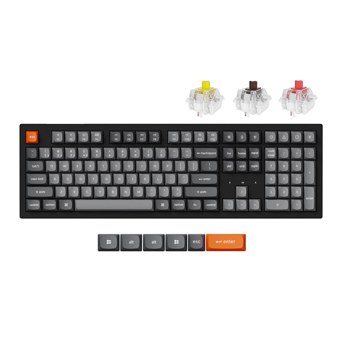 Keychron K10 Max QMK Fully Assembled RGB Backlight Hot-Swappable Full-Size Wireless Mechanical Keyboard - Black (Super Banana Switch, Super Brown Switch, Super Red Switch) (K10M-H4, K10M-H3, K10M-H1)