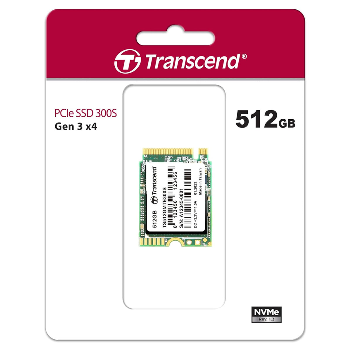 Transcend M.2 2230 PCIE Gen 3 X4 3D NAND NVME SSD (256GB, 512GB, 1TB) (TS256GMTE300S, TS512GMTE300S, TS1TMTE300S)