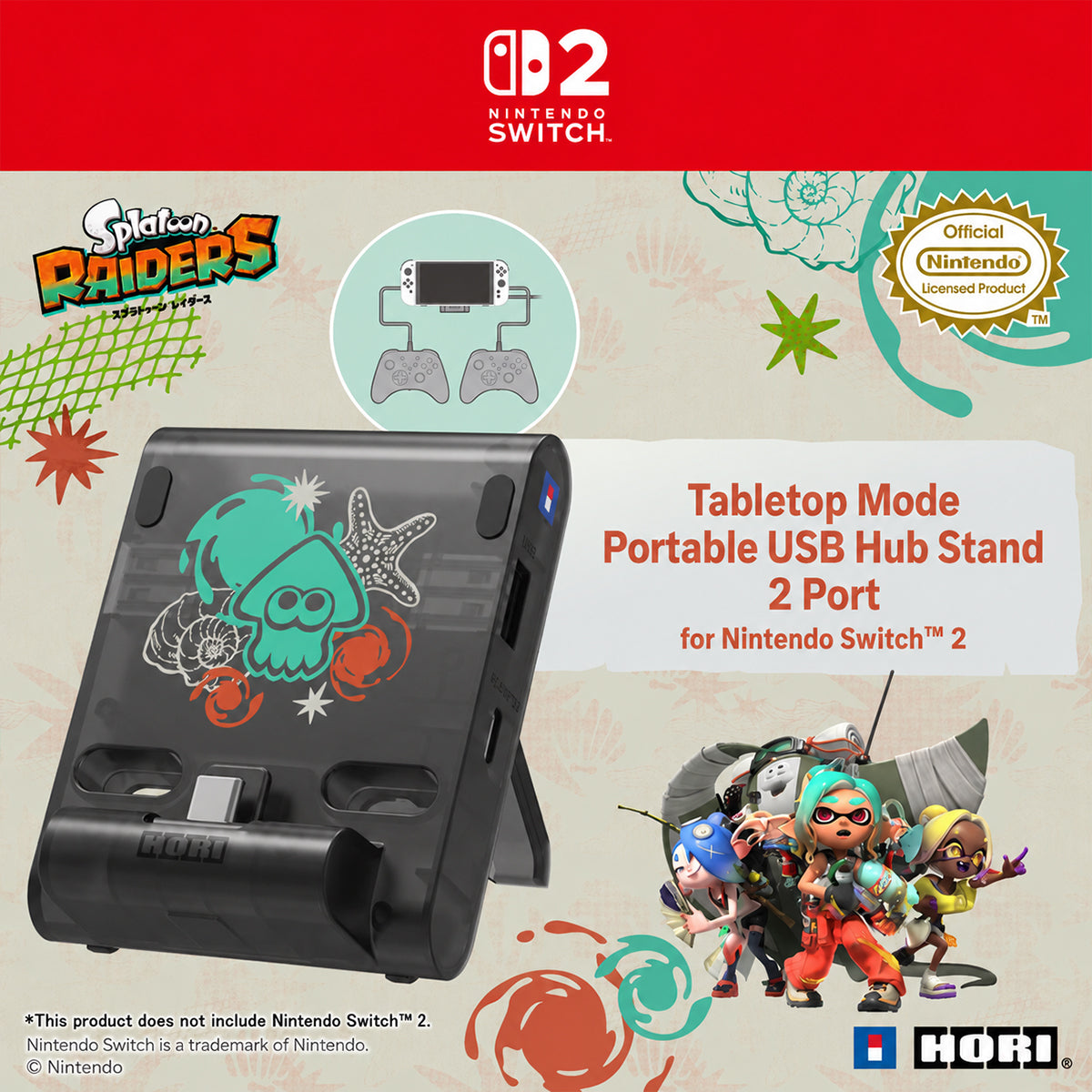 Hori Dual USB PlayStand for Nintendo Switch 2 (Splatoon Raiders) (NSX-242A)