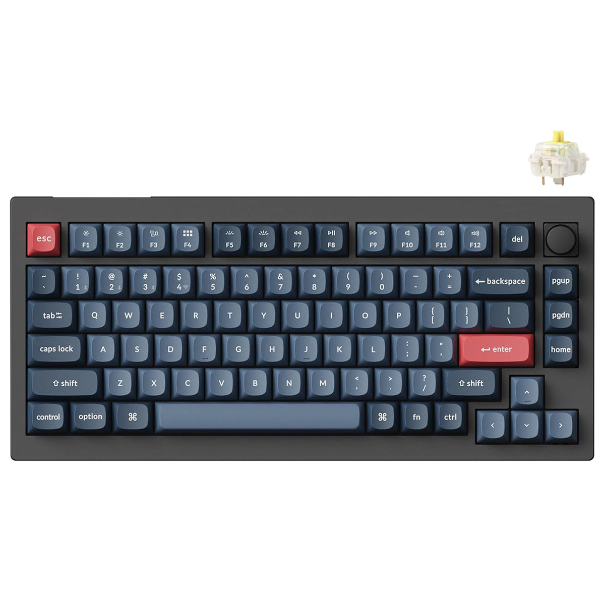 Keychron V1 Max QMK/VIA Fully-Assembled with Knob Hot-Swappable RGB Backlight 75% Wireless Custom Mechanical Keyboard - Carbon Black