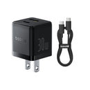 Baseus Palm Fast Charger C+U 30W with Mini Black Cable USB-C to USB-C 1m (Cluster Black)